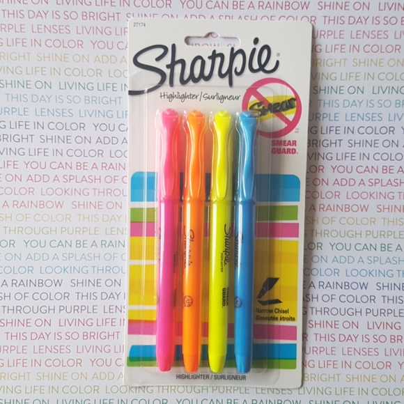 4 Highlighter Sharpie Narrow Chisel - Picture 3 of 5